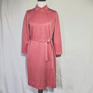 Umba for Parues Feinstein Vintage 70's Muted Rose Pink Belted Shift Dress
